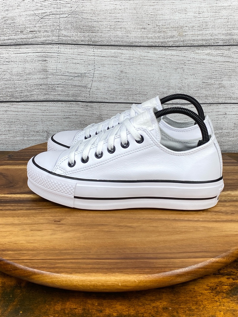 NEW Converse Chuck Taylor All Star Low Lift Leather Custom White Shoe Size 7.5